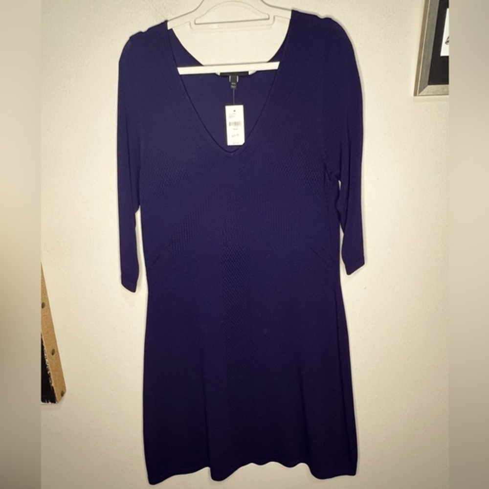 Lane Bryant Purple Chevron Detail V-Neck 3/4 Sleeve Sweater Dress 14/16